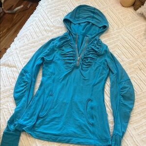 lululemon athletica Quarter Zip Hoodie Top Bright Blue